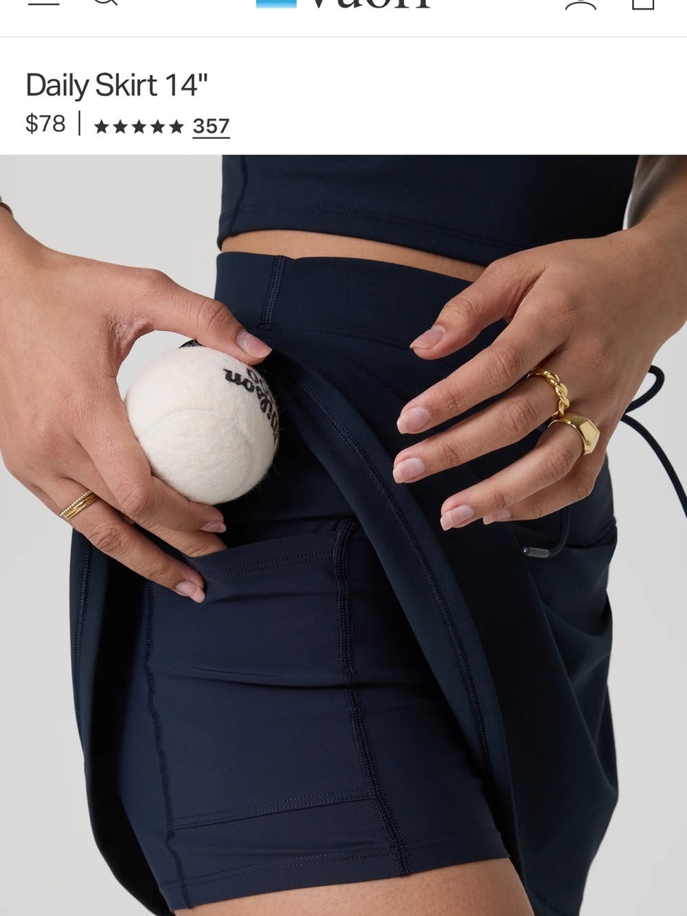Vuori Navy Athletic Mini Skirt with Drawstring - Picture 2 of 3